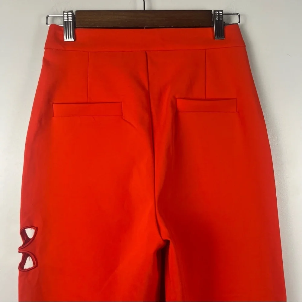 Akira orange red floral cutout trousers straight leg size small